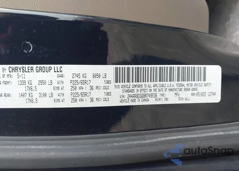 2011 Chrysler Town & Country Touring-L from USA, damaged, VIN 2A4RR8DG6BR749536